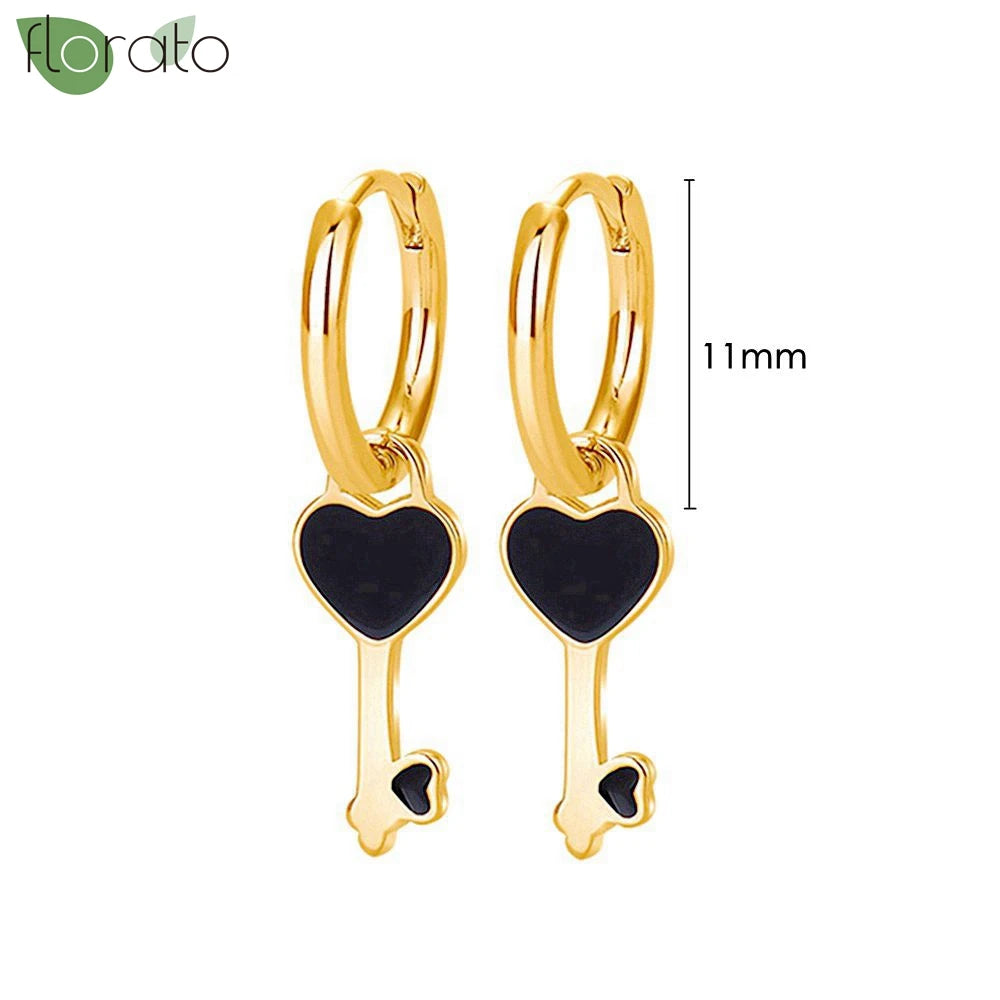 925 Sterling Silver Needle Fashion Round Pendant Small Earrings Luxury Gold Hoop Earrings for Women Premium Black Jewelry Gifts