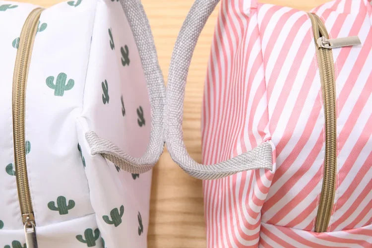 Functional Pattern Cooler Lunch Box Portable Insulated Canvas Lunch Bag Thermal Food Picnic Lunch Bags For Women Kids