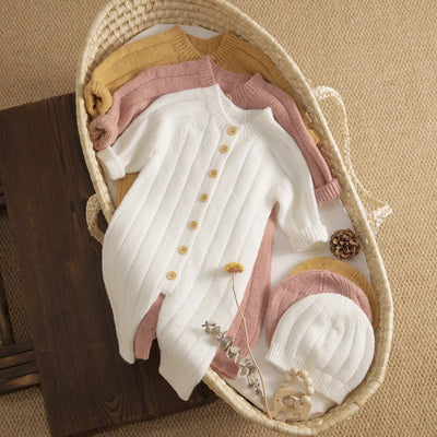 Ma&Baby 0-18M Warm Baby Clothing Knit Romper Newborn Infant Toddler Boy Girl Long Sleeve Jumpsuit + Hat Fall Spring Outfits