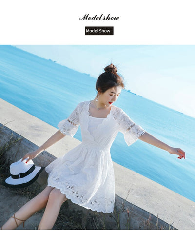 2023 Spring and Summer White Slimming Fresh Dress