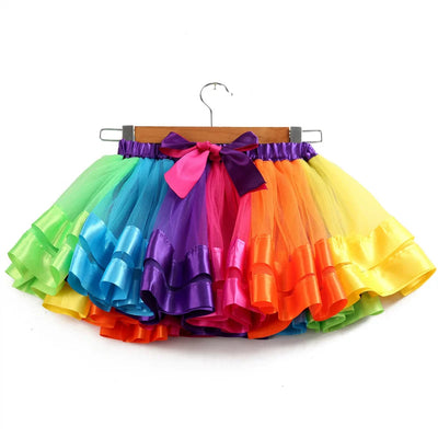 Baby Tutu Skirt Infant Girls Colorful Rainbow Tulle Skirt Princess Mini Dress Children Clothing Pettiskirt Toddler Cloth