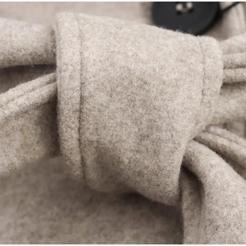Elegant Fur Lapel Long Coat Women With Belt Woolen Full Sleeve Lace Up Loose Thicken Overcoat 2025 Spring Solid Pocket Outwear