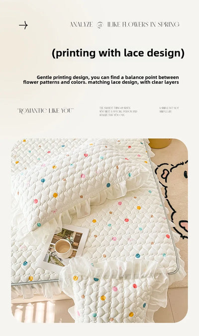 2025 New Single Bed Hat Korean Lace Bed Sheet Cover Chiffon Princess Wind Ins Cotton Four Seasons Bedspread Protective Cover