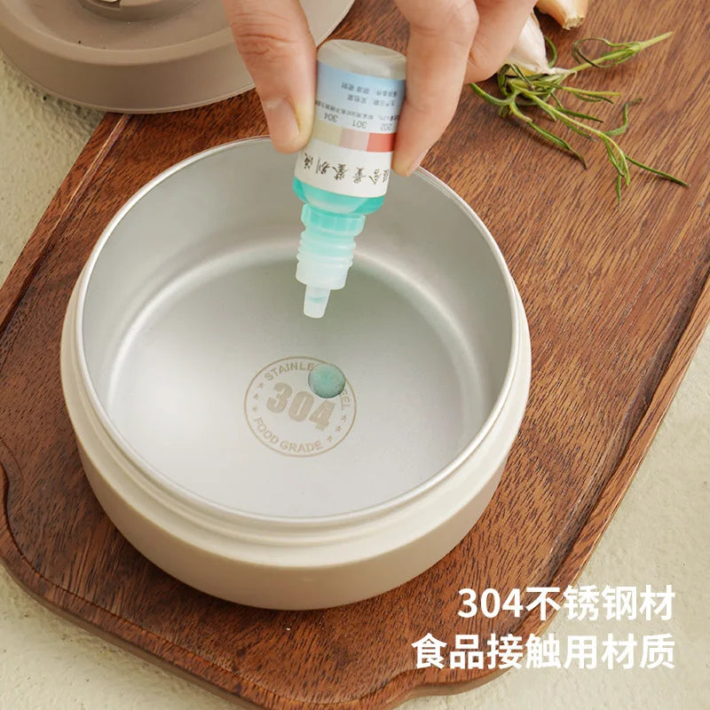 Portable Thermos 304 stainless steel insulated lunch box leakproof sealed bucket student lunch box multi-layer Round bento box
