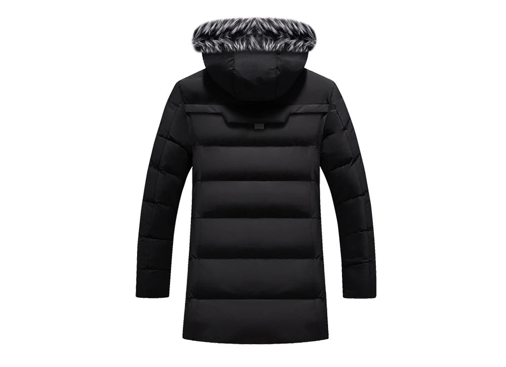 DIMUSI Winter Men's Long Jacket Fashion Men Fur Collar Thermal Classic Coats Casual Warm Windbreaker Padded Jackets Men Clothing