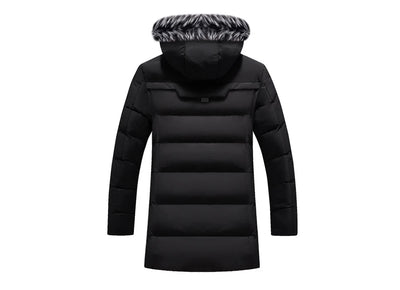 DIMUSI Winter Men's Long Jacket Fashion Men Fur Collar Thermal Classic Coats Casual Warm Windbreaker Padded Jackets Men Clothing