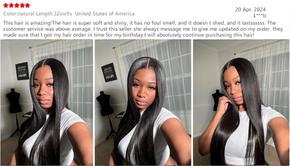 Natural Black Straight Lace Frontal Wigs Natural Color 13x6 HD Lace Frontal Human Hair Wigs 200 Density 46 Inches For Women