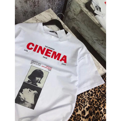 Y2K Women's Tshirt Top Cotton Portrait Letter Printed T-shirt Round Neck Short Sleeve Summer Luxury Brand Fashion Street Tees