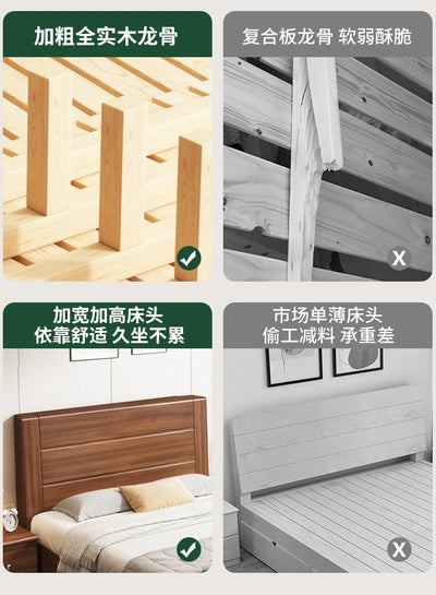 Wooden Cheap Storage Bed Bedroom Elegant Pretty Luxury Full Size Frame Bed Bases Queen Home Cama Box Casal House Accessories
