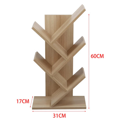 Rustic Standing Tree Bookshelf Wood Display Rack For Home Office Decoration Storage Organizer Shelf Bookcase