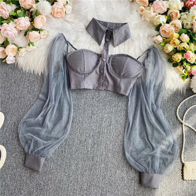 Autumn 2024 Women's Short Shirts Exposed Navels  fashion Sexy Slim Versatile Personalized hanging Neck  Off Shoulder Tops