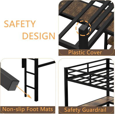 Full Size Loft Bed With Desk And Storage Shelves, Heavy Duty Loft Bed With Desk And Ladder, Full Size Loft Bed For Kids,