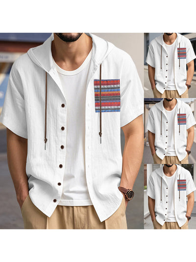 Men s Linen Shirts Casual Short Sleeve V Neck Button Down Pocket Tops Summer Hoodies - Stylish and Comfortable Apparel for Warm
