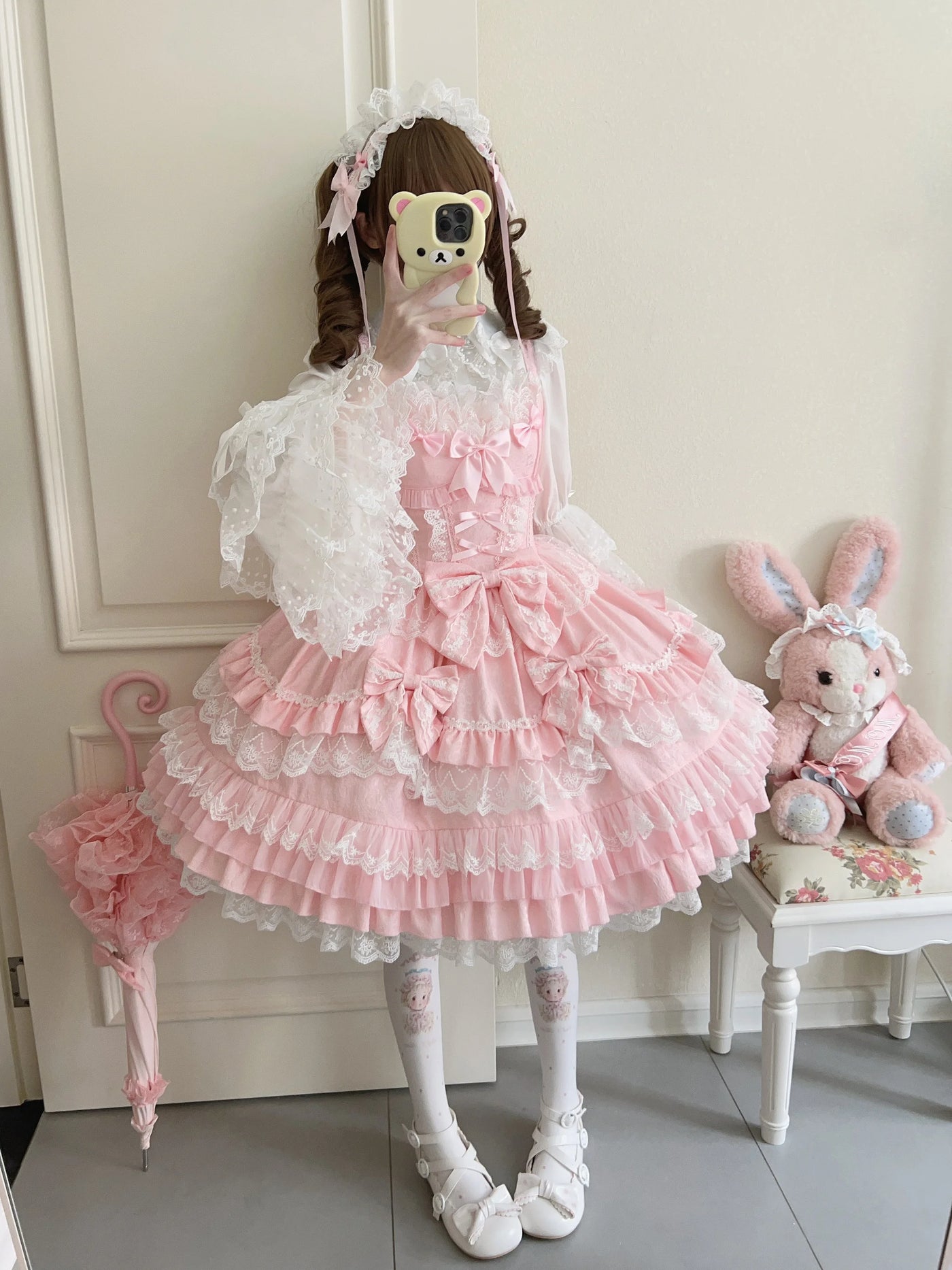 Original Lolita Dress Set Doll Feeling Girl Women's Sweet Jsk Suspender Dress Princess Fairy Lace Bow Sling Cake Dresses