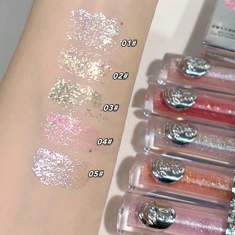 Silicone Brush Liquid Eyeshadow Pearlescent Shimmer Long Lasting Monochrome Pearly Fine Sparkling Sequins Eye Shadow Highlighter