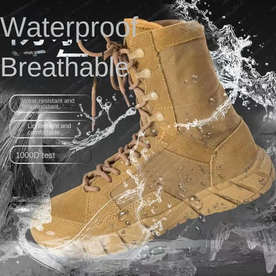 Lightweight Mans Tactical Boots Combat Anti-Collision Training Lace Up Waterproof Outdoor Hiking Breathable Shoe