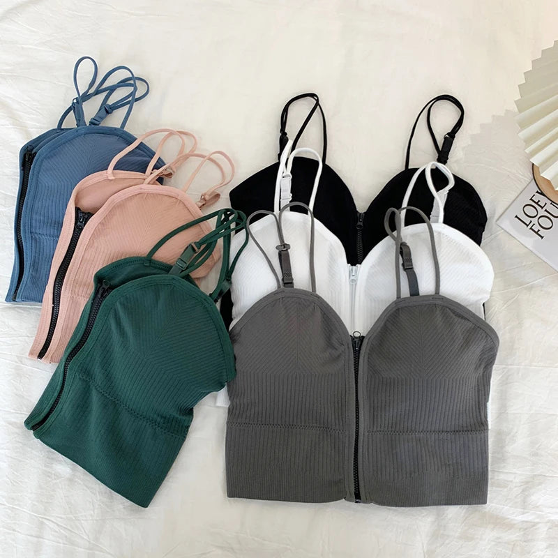 Zipper Front Crop Top