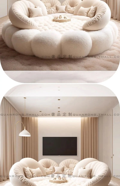Round Aesthetics Soft Bed Frame European Full Master Bedroom Hotel Create Bed King Size Fashionable Modern Cama Casal Furniture