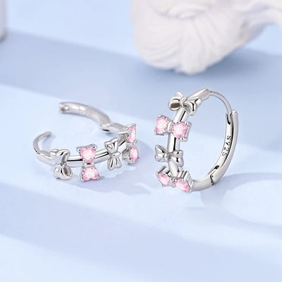 New 925 Sterling Silver Hoop Earrings Heart Bow Gift Box Strawberry Snake Bone Drop Stud Earrings For Women Fashion Jewelry Gift