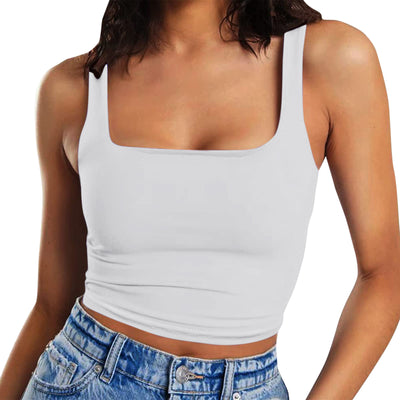 2025 New Fashion Women Sexy Crop Top Solid Color Camisoles Tank Tops Y2k Harajuku Ladies Casual Sleeveless Slim Camis Vest