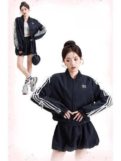 Woman Sweet Fashion Suit Casual Y2k Crop Tops +  A-line Mini Shorts Skirt Low Waist Slim Shorts Skirt Spicy Girls Streetwear Set