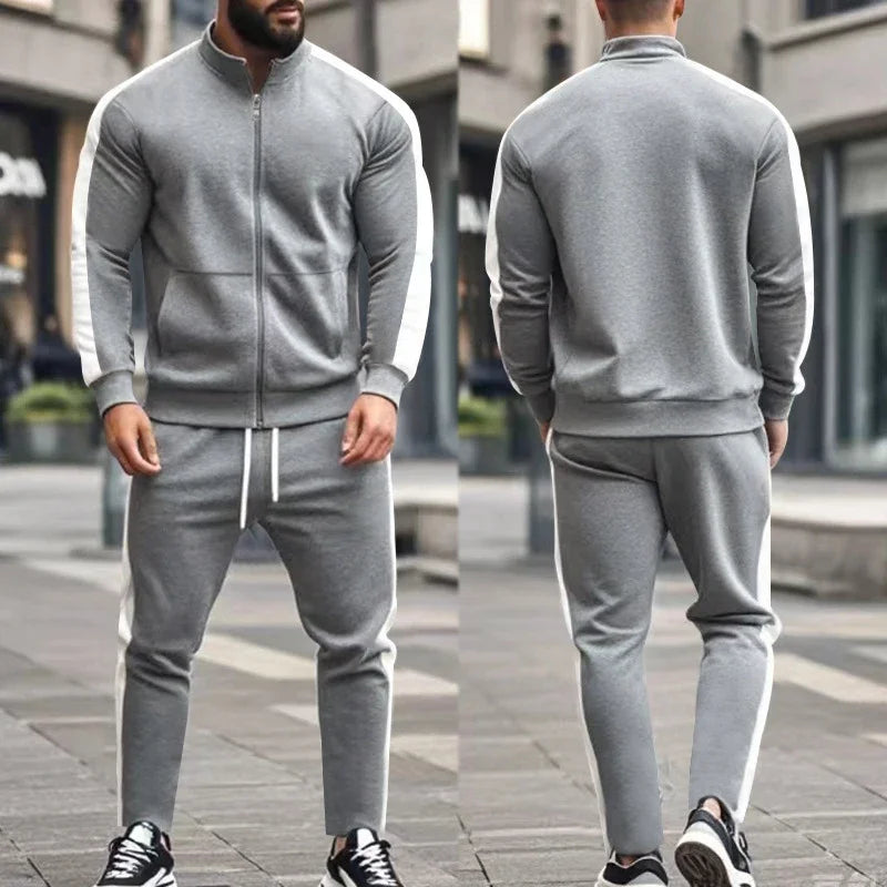 Casual Tracksuits Mens Autumn Fashion Side Striped Jackets And Pants Two Piece Sets For Men Sports Fitness Sweatsuits Streetwear