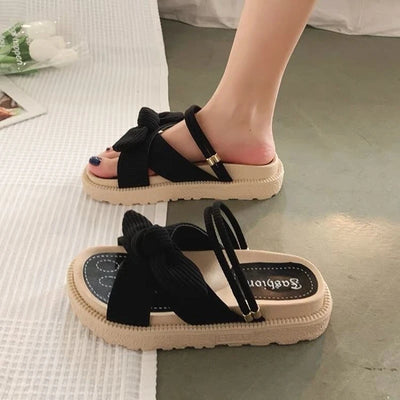 Fairy Style Women Sandals 2024 New Summer Women Slippers Outdoor Platform Beach Shoes Sexy Butterfly-Knot Women Roman sandalias