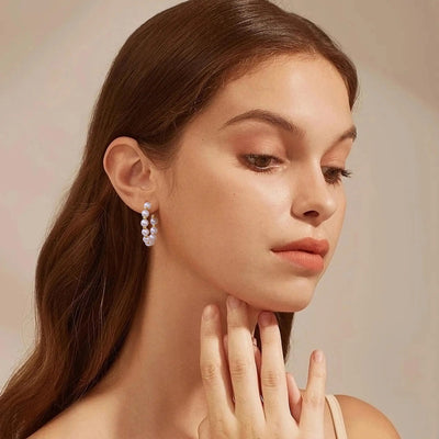 Shevalu New Women Elegant Pearl Hoop Earrings Lady Classic Design Multi-Size Earrings Luxury Hoops With 925 Sterling Silver Post
