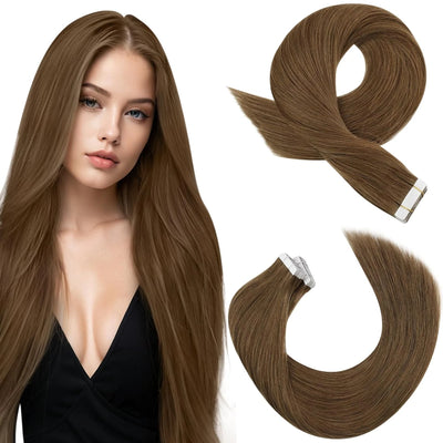 [New Color] Full Shine Tape in Hair Extensions Human Hair Brazilian Remy Straight Hair Extensions 20 Pcs 50G for Women