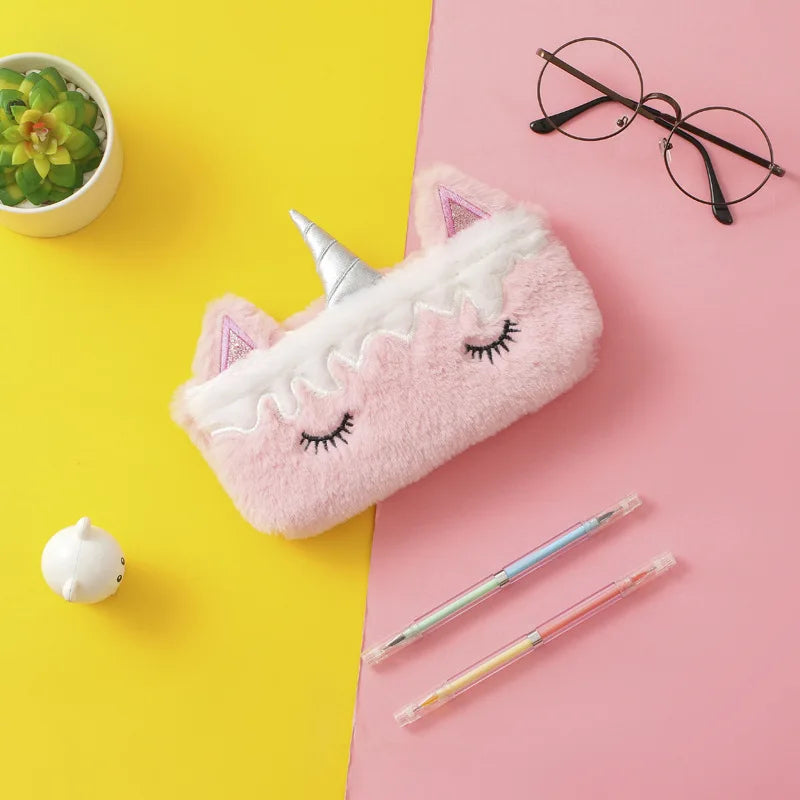 Plush Unicorn Cute Pencil Case Licorne Kawaii Girls Estuche Para Lpices for Trousse Astuccio Canvas Scolaire School Cartuchera