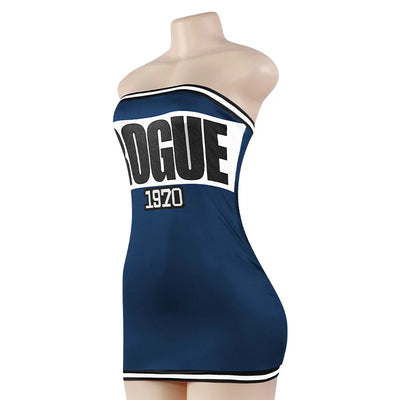 European and American foreign trade 2024 summer new fashion letter printing tube top sexy short slim dress
