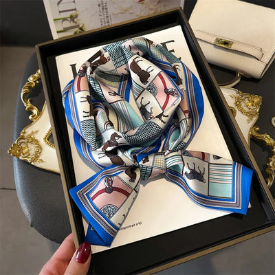 2025 Horse Print Skinny Ribbon Women Scarf Fashoin Hair Hand Wirst Folard Neck Tie Lady Headband Scrunchie Echarpe Silk Scarves