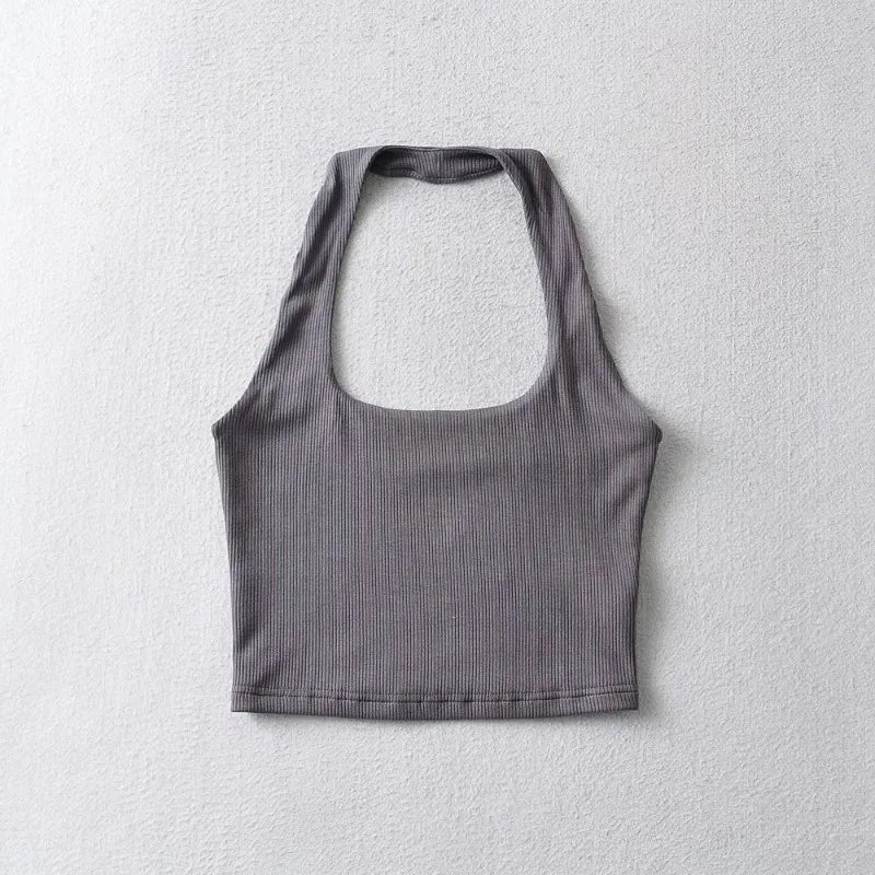 Sexy Women Crop Top 2023 Summer Double Halter Tops Sleeveless Tanks