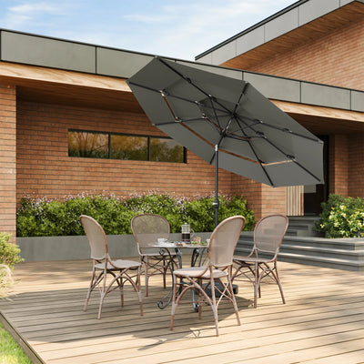 Round Large Garden Parasol 292cm Tilt Adjustable Beach Parasol UV Protection with 3 Ventilation Parasol for Balcony Garden