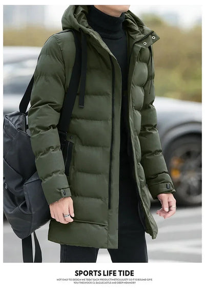 Male Outwear Winter Coats New Slim Fit Jackets Winter Jackets Men Hooded Casual Long Down Jackets Thicker Warm Parkas Size 4XL