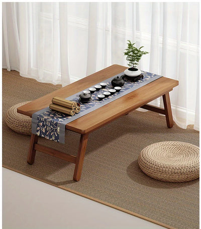 Versatile Foldable Coffee Table - Brown, Bamboo Top, Contemporary Style for Bay Window, Balcony, or Study Area