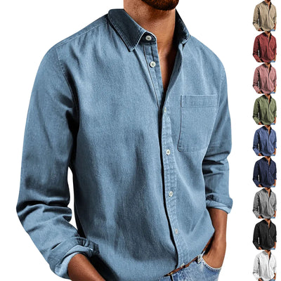 Loose Shirts Men'S Lightweight Long Sleeved Shirt Spring Summer Men'S Casual Cotton Linen Solid Color Long Sleeve Shirts
