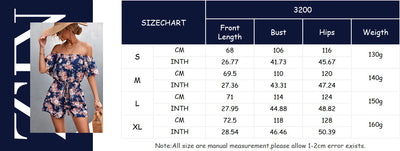Summer Woman Playsuits Flowers Printed Sexy Off Shoulder Slim Romper Jumpsuit Women Short Sleeve Holiday Beach Playsuit