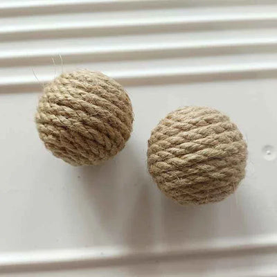 10pcs Solid Colored Sisal Ball Cat Teasing Toy Ball Self Hi  Grinding Teeth Durable Cat Teasing Stick Cat Making Sound Bell Ball