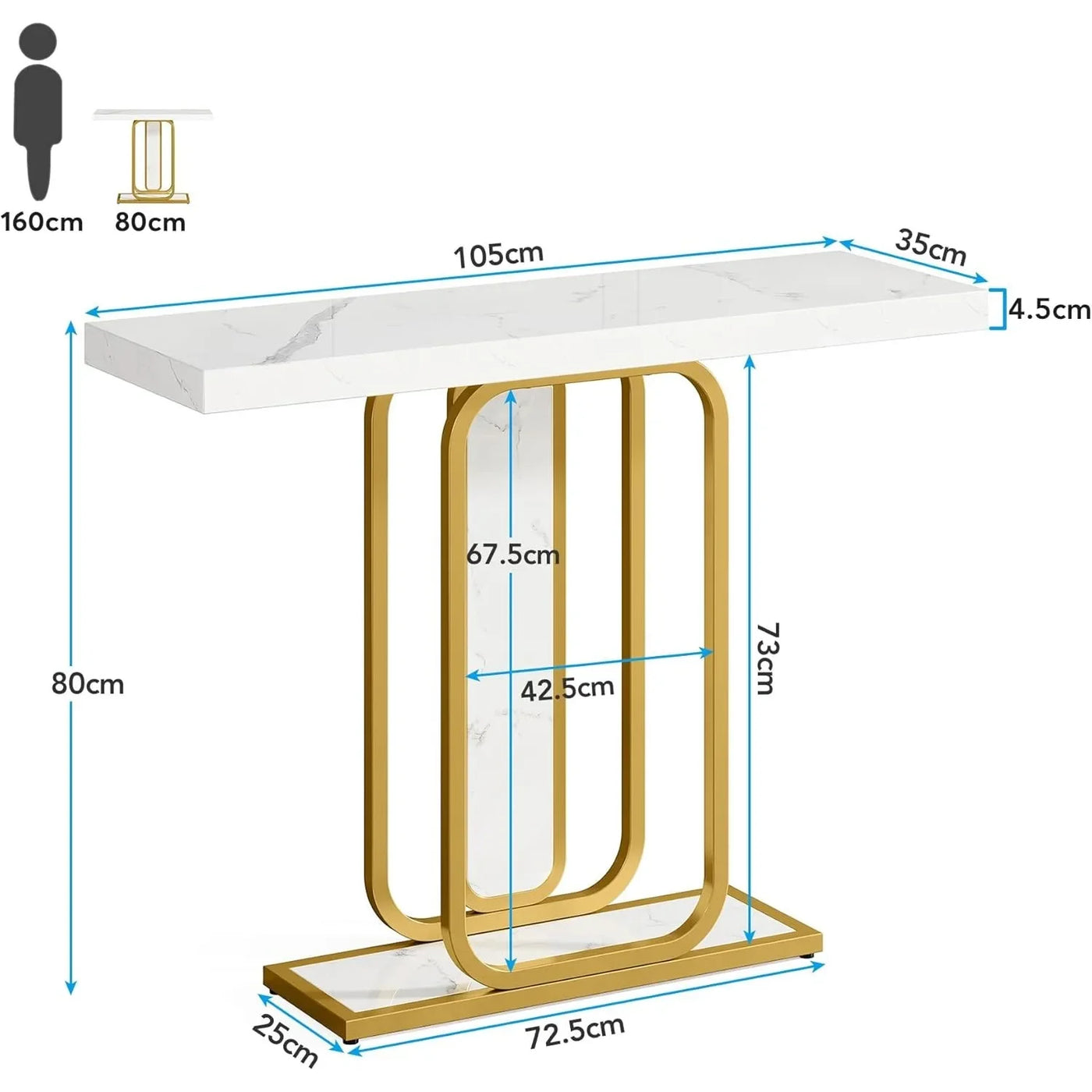 Modern Console Table, Entrance Table, Foyer Table for Entrance, Living Room, Hallway(without light strip)