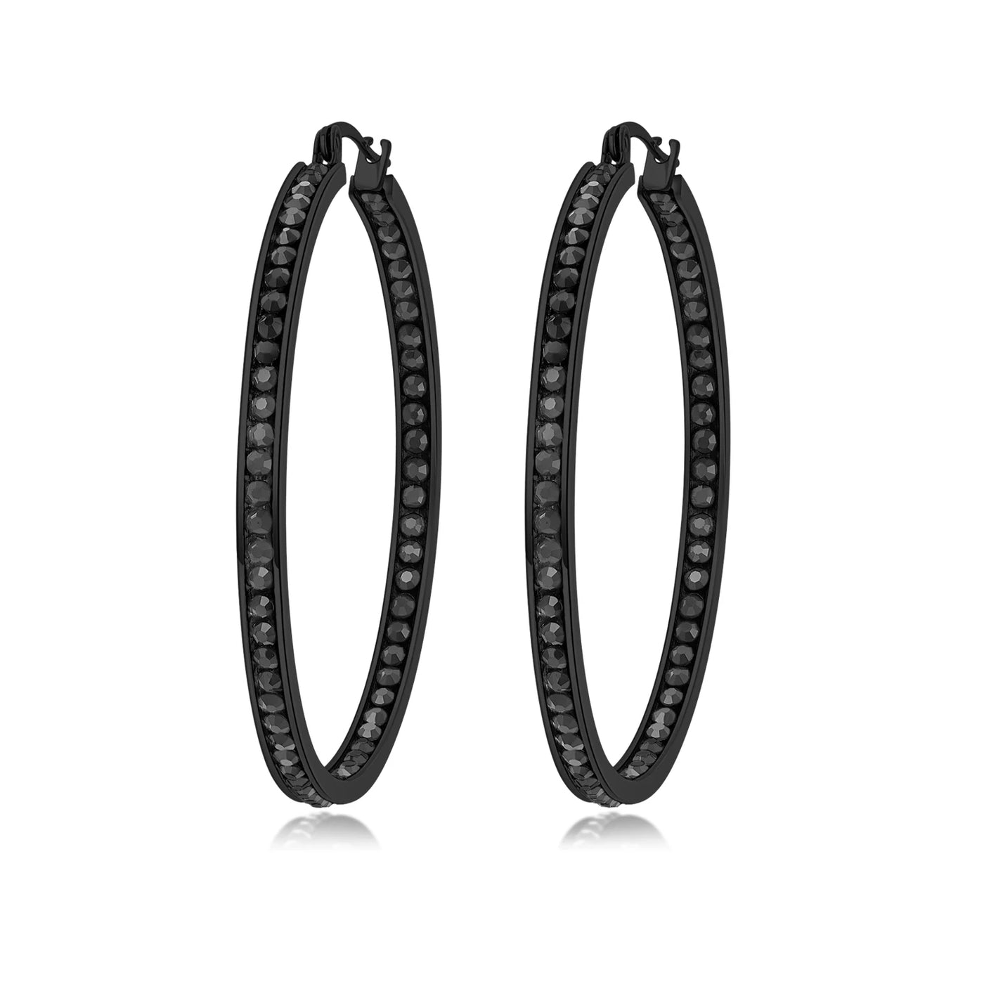 CiNily Hoop Earrings Silver Plated Mult-colors CZ Crystal Stone Stainless Steel Big Round Punk Earring for Women Summer Jewerly