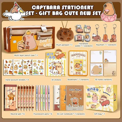 Large Capacity Gift Box Capybara Stationery Set Pencil Case Abundant Back-to-school Gift Kit Cute School Supplies for Students