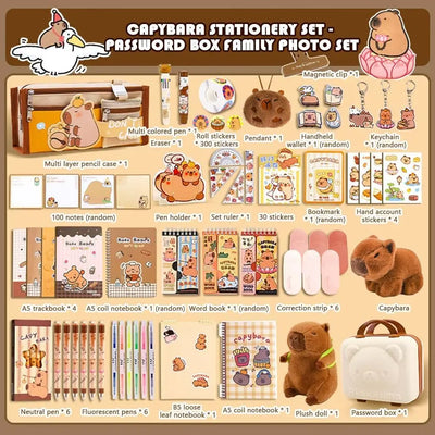 Large Capacity Gift Box Capybara Stationery Set Pencil Case Abundant Back-to-school Gift Kit Cute School Supplies for Students