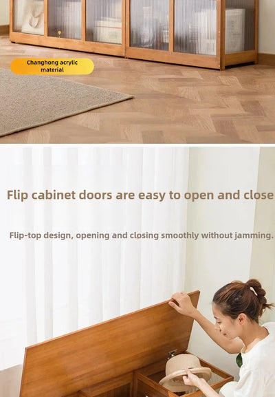 Multi-functional Bay Window Storage Cabinet Bedroom Balcony Low Cabinet Flip Long Tatami Storage Furniture Versatile Organizer