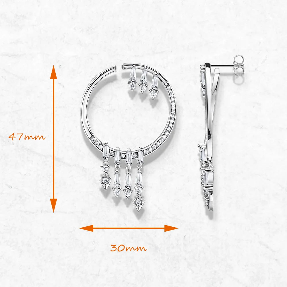Hoop Earrings with Winter Sun Rays Fine Jewerly For Women Trendy Glamourous Gift In 925 Sterling Silver
