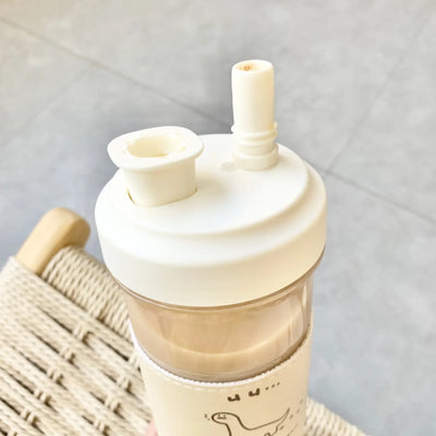 500ml 850ml Large Capacity Cartoon Bear Water Bottle Plastic Drinking Cups Juice Milk Tea Coffee Straw Cups for Students