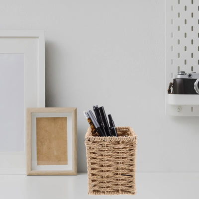 Handmade Paper Rope Pencil Holder Wicker Pen Cup Desk ganizer Stationery Storage Office Supplies Vertical Pen Pencil ganizer
