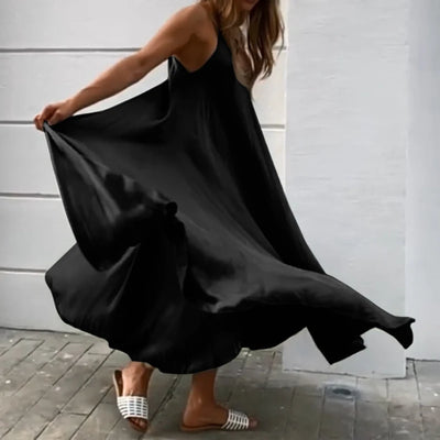 ZANZEA 2024 Summer Holiday Beach Sundress Women Sleeveless Dress Big Swing Vestidos Casual Sexy Bohemian Solid Color Robe Femme