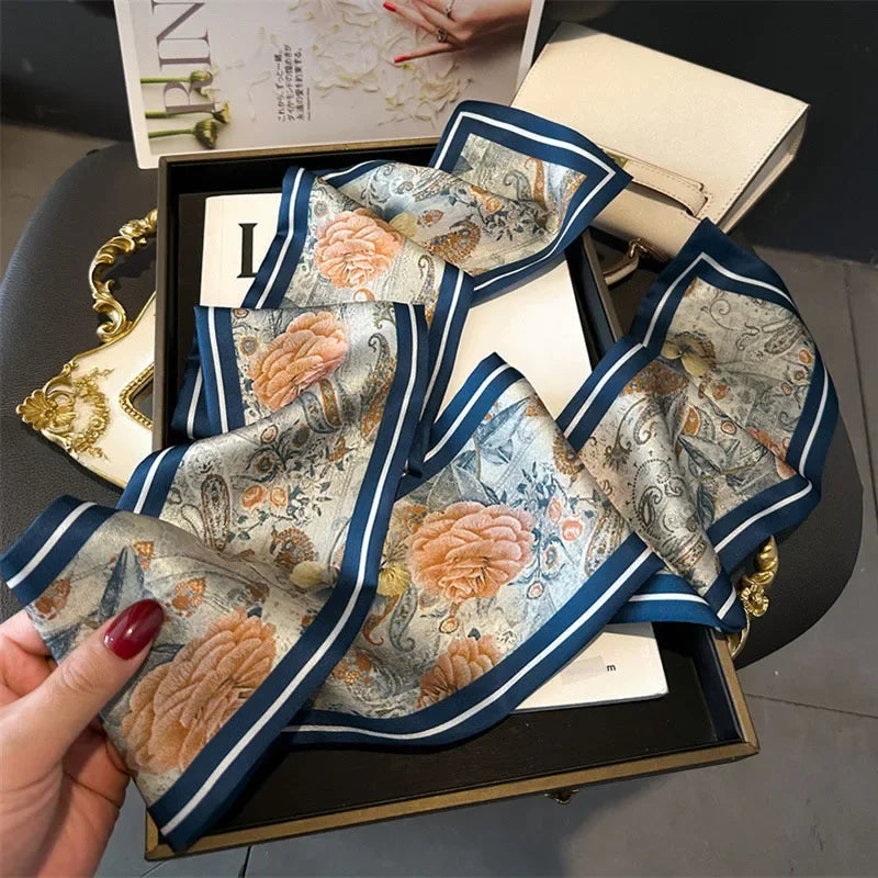 2025 Horse Print Skinny Ribbon Women Scarf Fashoin Hair Hand Wirst Folard Neck Tie Lady Headband Scrunchie Echarpe Silk Scarves