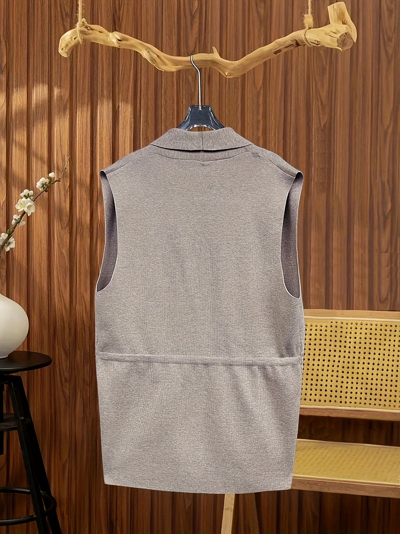 Women's Casual V-Neck Cardigan - Longline Open Front Vest with Adjustable Drawstring, Loose Fit Machine-Washable Textured for Spring/Fall Layering, Japanese Korean Fashion Style, Casual Attire, Relaxed Silhouette, Quality Sti